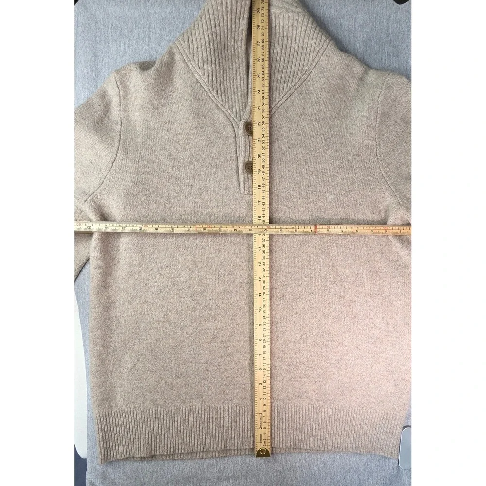 J. Crew Mens 100% Lambswool Shawl Collar Sweater Beige Heather 21943 L